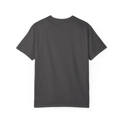 Unisex garment-dyed T-shirt with TRV08 Logo print, made by Printify, showing the front view of the casual tee.