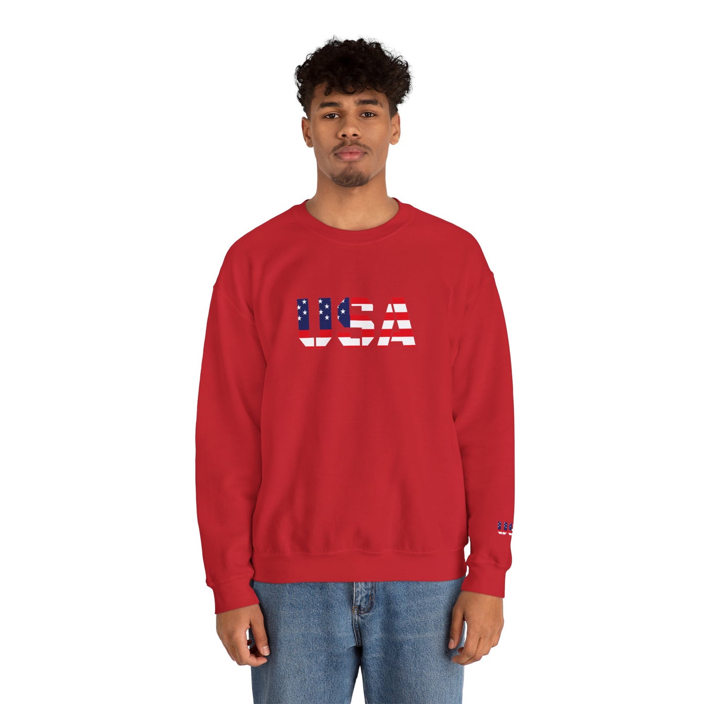 USA Flag Unisex Crewneck Sweatshirt, Cozy Apparel, Casual Wear, Independence Day Gift, Americana Style