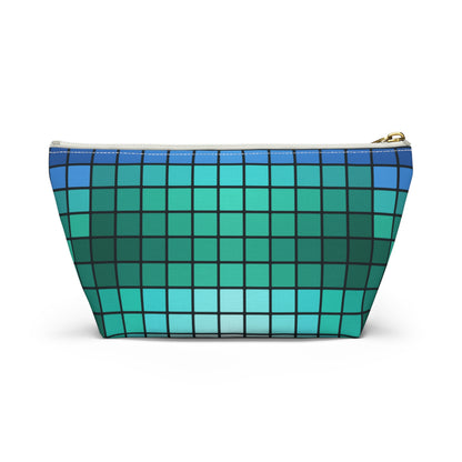 Teal Gradient Grid Accessory Pouch
