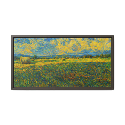 Framed multi-color landscape matte canvas print by Printify showcasing a vibrant scenic artwork.