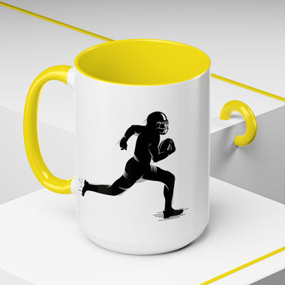 Football Player Themed Accent Coffee Mug, Sports Fan Gift, Unique Mug for Athletes, Coffee Lover, Game Day Essential - TRV