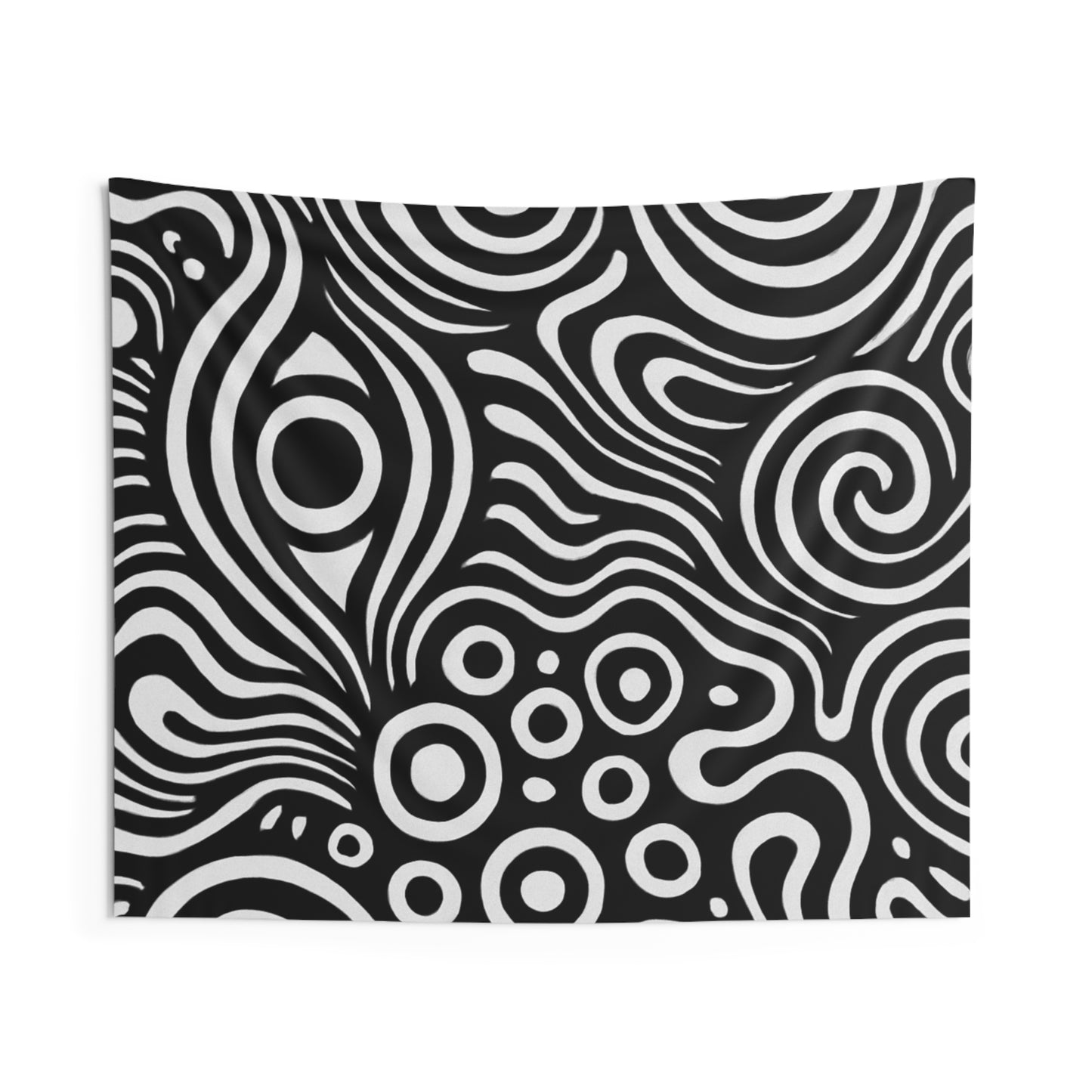 Abstract Swirl Black & White Tapestry — Psychedelic Geometric Wall Art
