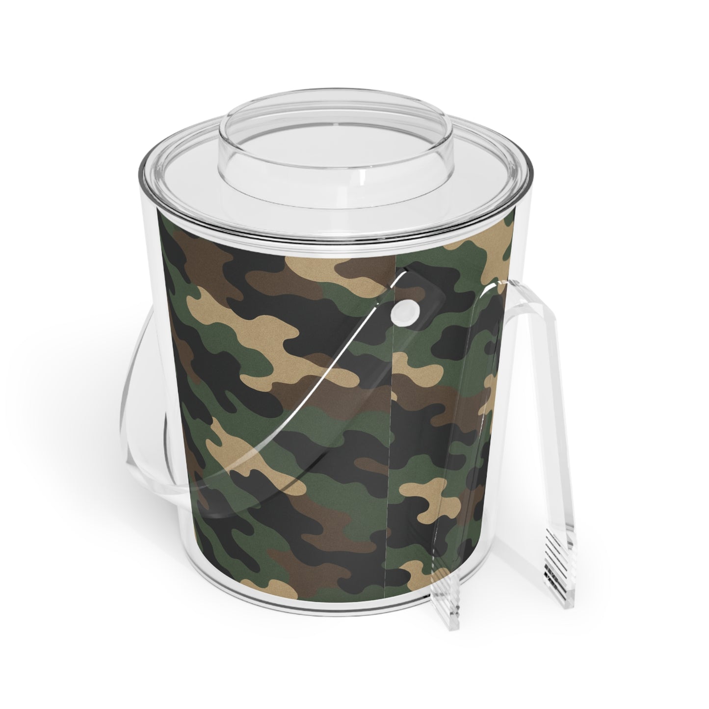Camouflage Ice Bucket with Tongs, Party Essential, Outdoor Gatherings, BBQ Accessory, Gift for Wine Lovers, Home Bar Decor