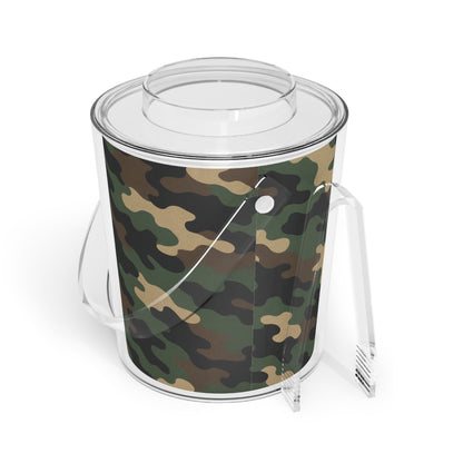 Camouflage Ice Bucket with Tongs, Party Essential, Outdoor Gatherings, BBQ Accessory, Gift for Wine Lovers, Home Bar Decor