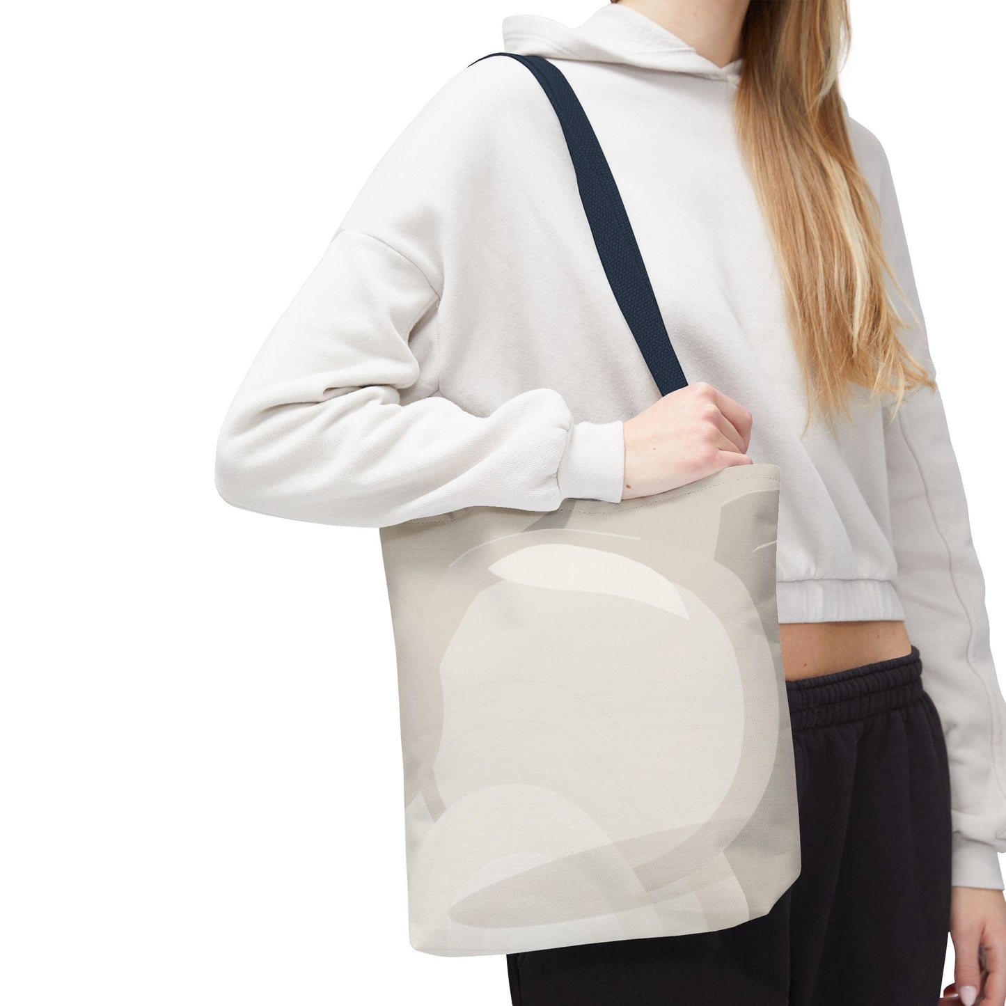 Neutral Abstract Circle Pattern Tote Bag | Minimal Beige AOP Canvas