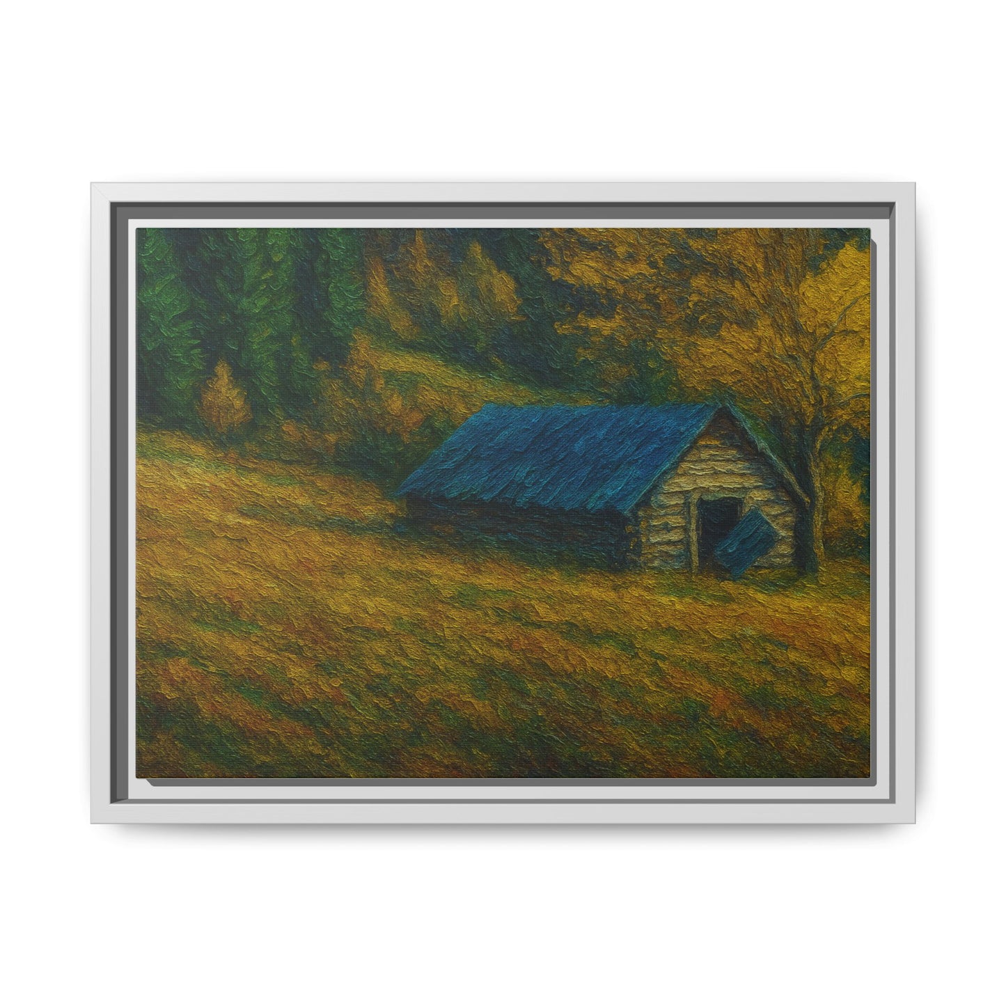 Framed Matte Canvas Print, Rustic Artwork, Farmhouse Decor, Nature Wall Art, Gift for Home, Autumn Decor, Landscape Painting