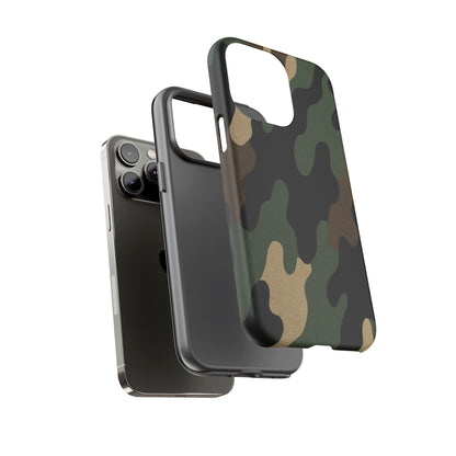 Military green camo tough phone case by Printify, rugged protective cover for smartphones with durable design