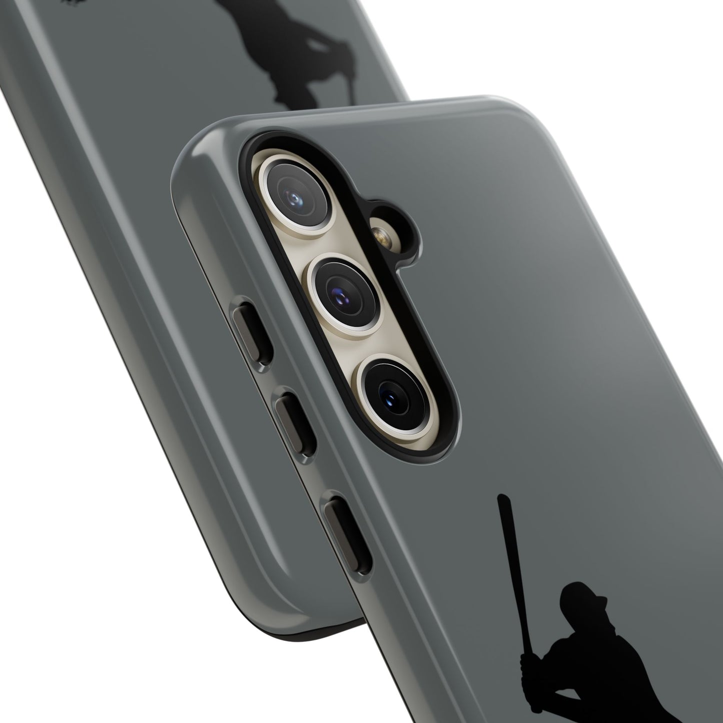 Black baseball silhouette tough phone case for iPhone, protective sporty cover with bold design by Printify.