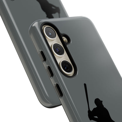 Black baseball silhouette tough phone case for iPhone, protective sporty cover with bold design by Printify.