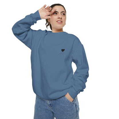 Unisex Garment-Dyed Sweatshirt with Heart Design - Cozy & Stylish