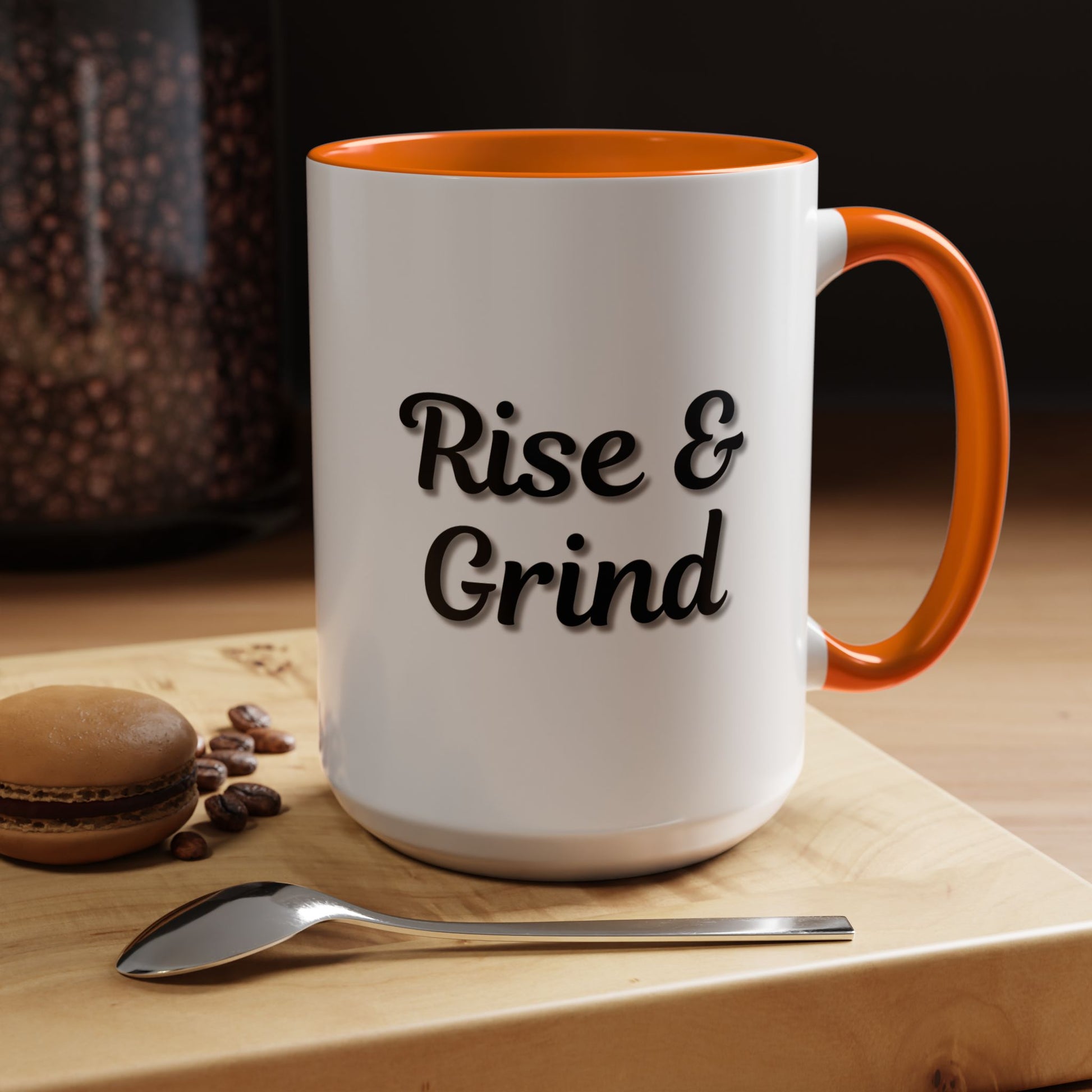 Rise & Grind Coffee Mug – Motivational Black Accent Mug for Daily Inspiration - TRV