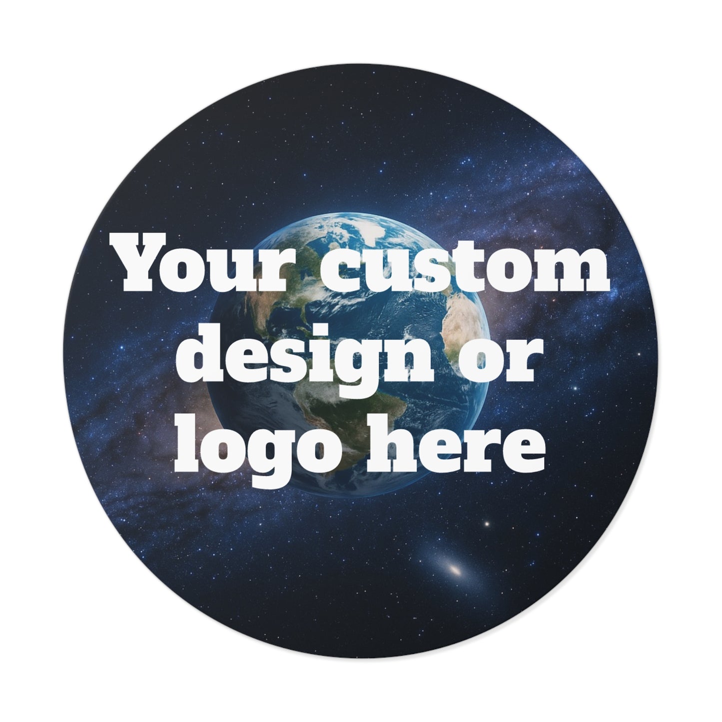 Custom Earth Space Design round vinyl sticker featuring a space-themed Earth illustration, ideal for decorating personal items.