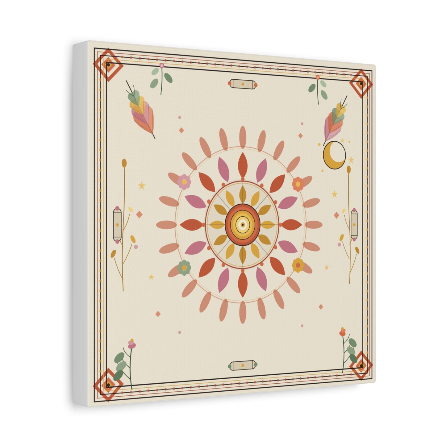 Boho Sun Mandala Matte Canvas