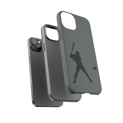 Black iPhone case with a baseball silhouette design, providing durable, sporty protection for your phone.