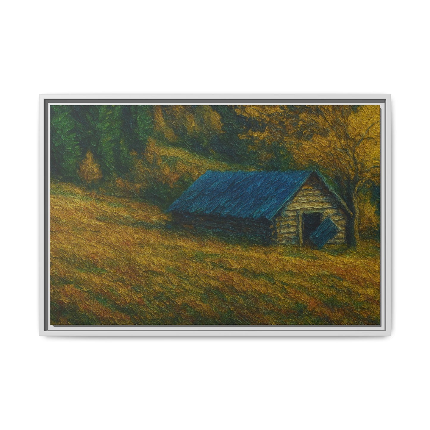 Framed Matte Canvas Print, Rustic Artwork, Farmhouse Decor, Nature Wall Art, Gift for Home, Autumn Decor, Landscape Painting