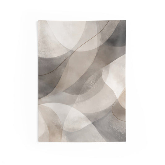 Abstract neutral waves wall tapestry by Printify featuring modern minimalist design for contemporary home decor.