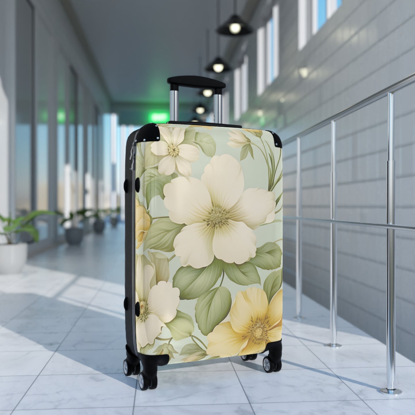 Floral Vintage Carry-On Suitcase — Pastel Dogwood Luggage