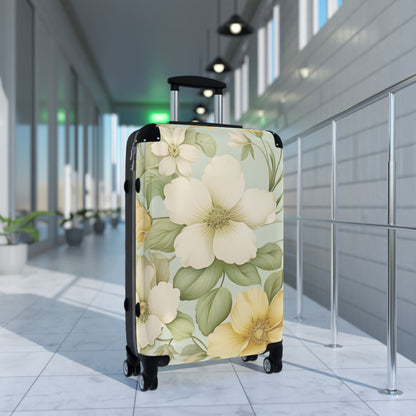 Floral Vintage Carry-On Suitcase — Pastel Dogwood Luggage