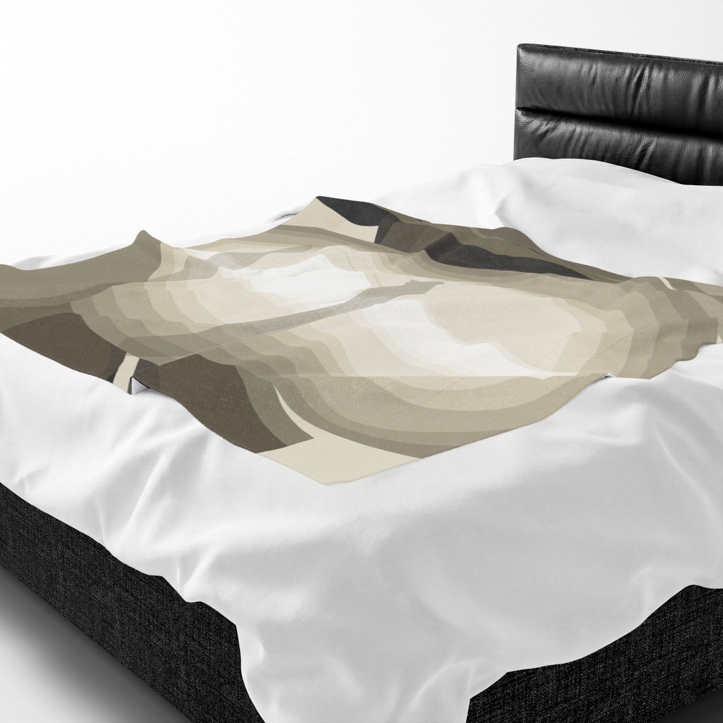 Abstract Neutral Shapes Velveteen Plush Blanket | Modern Minimalist Art