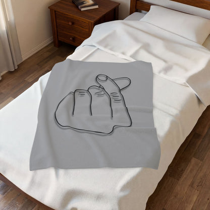 Velveteen plush blanket with heart gesture print, soft all-over design by Printify, ideal for cozy home decor or gift-giving.