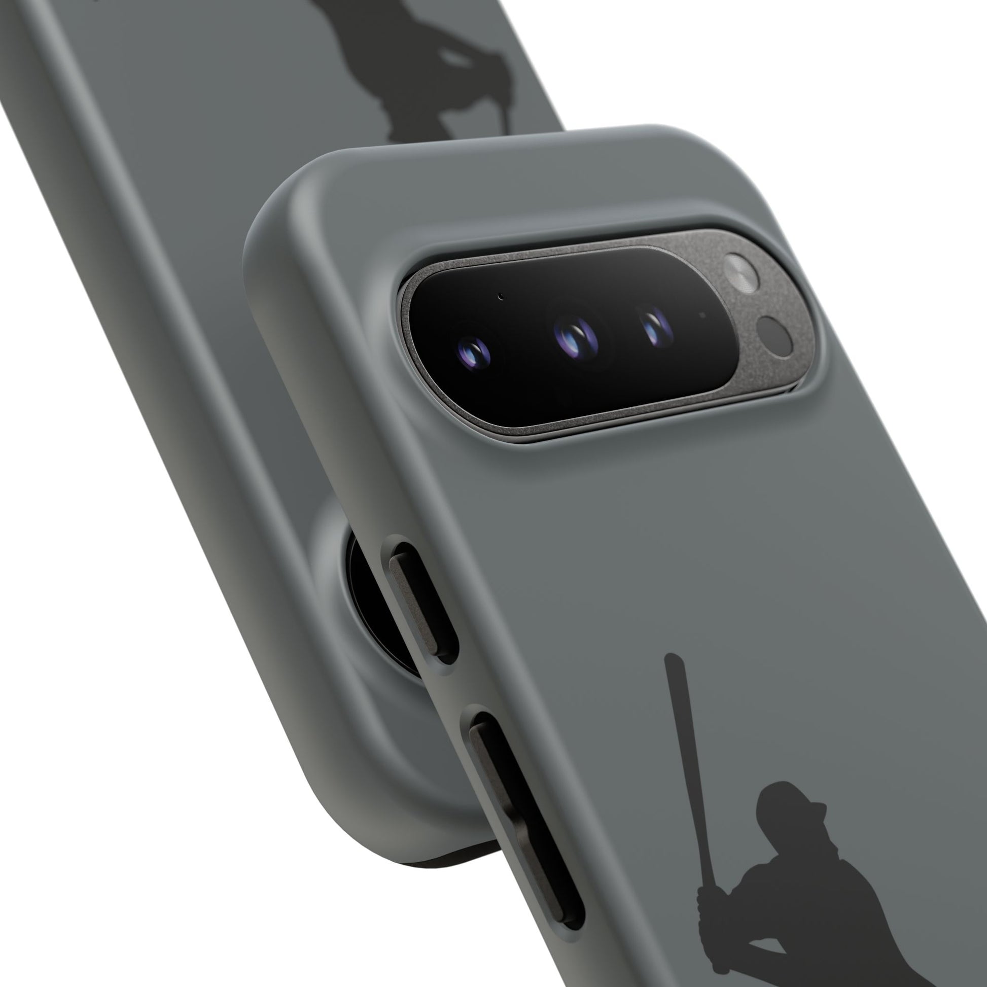 Black baseball silhouette tough phone case for iPhone, protective and sporty design by Printify.