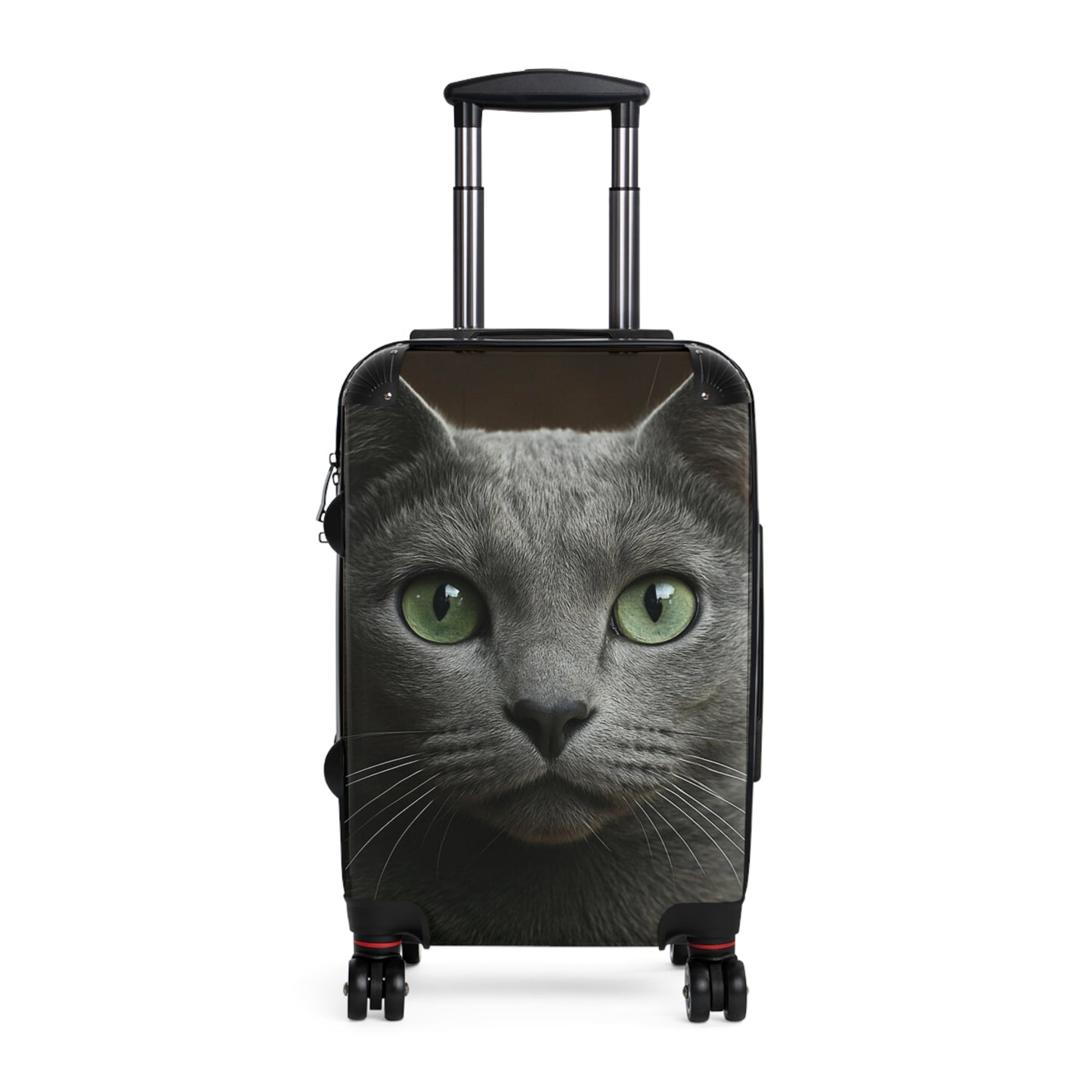 Green-Eyed Cat Carry-On Suitcase — Photo Realistic Cat Face Luggage