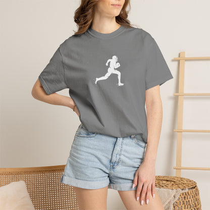 Sporty Unisex Garment-Dyed T-Shirt with Football Player Graphic, Activewear, Casual Wear, Gift for Runners, Fitness Apparel, Everyday Style