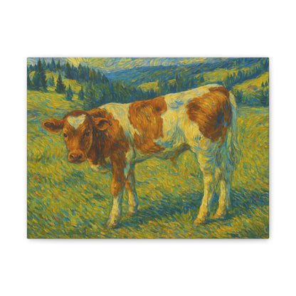 Cow Art Canvas Print, Rustic Farmhouse Decor, Animal Lover Gift, Country Wall Art, Thoughtful Homewarming - TRV