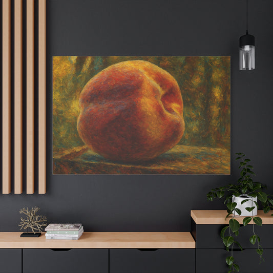 Peach still life matte canvas print by Printify, stretched 1.25-inch wall art featuring vibrant peach images on high-quality canvas.