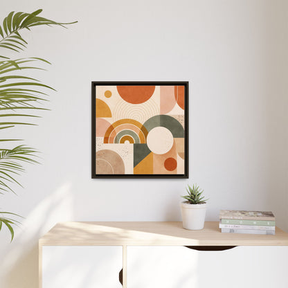 Abstract Terracotta Geometric Rainbow Matte Canvas Framed