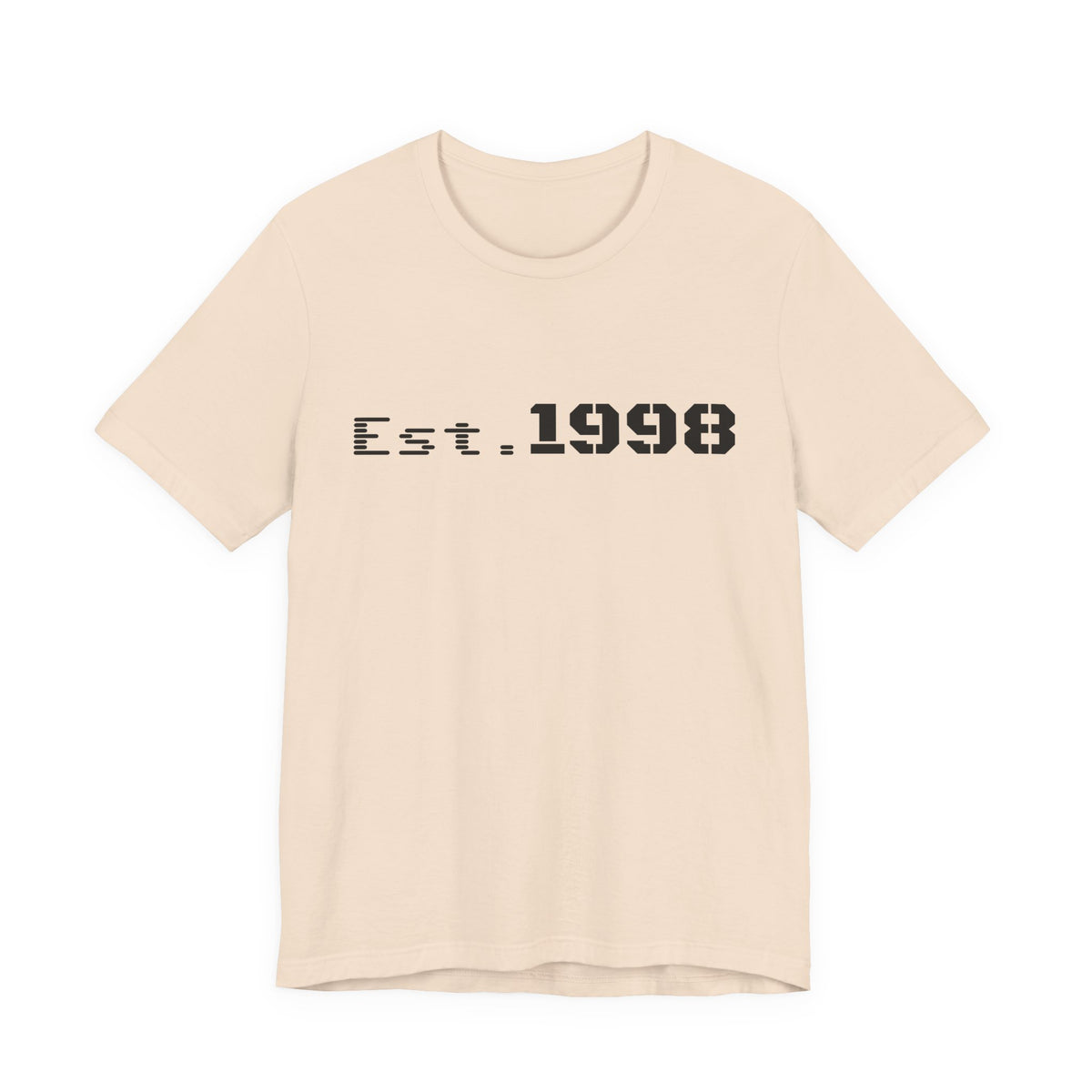 Vintage Est. 1998 T-Shirt by Printify featuring a graphic design celebrating the year of birth.