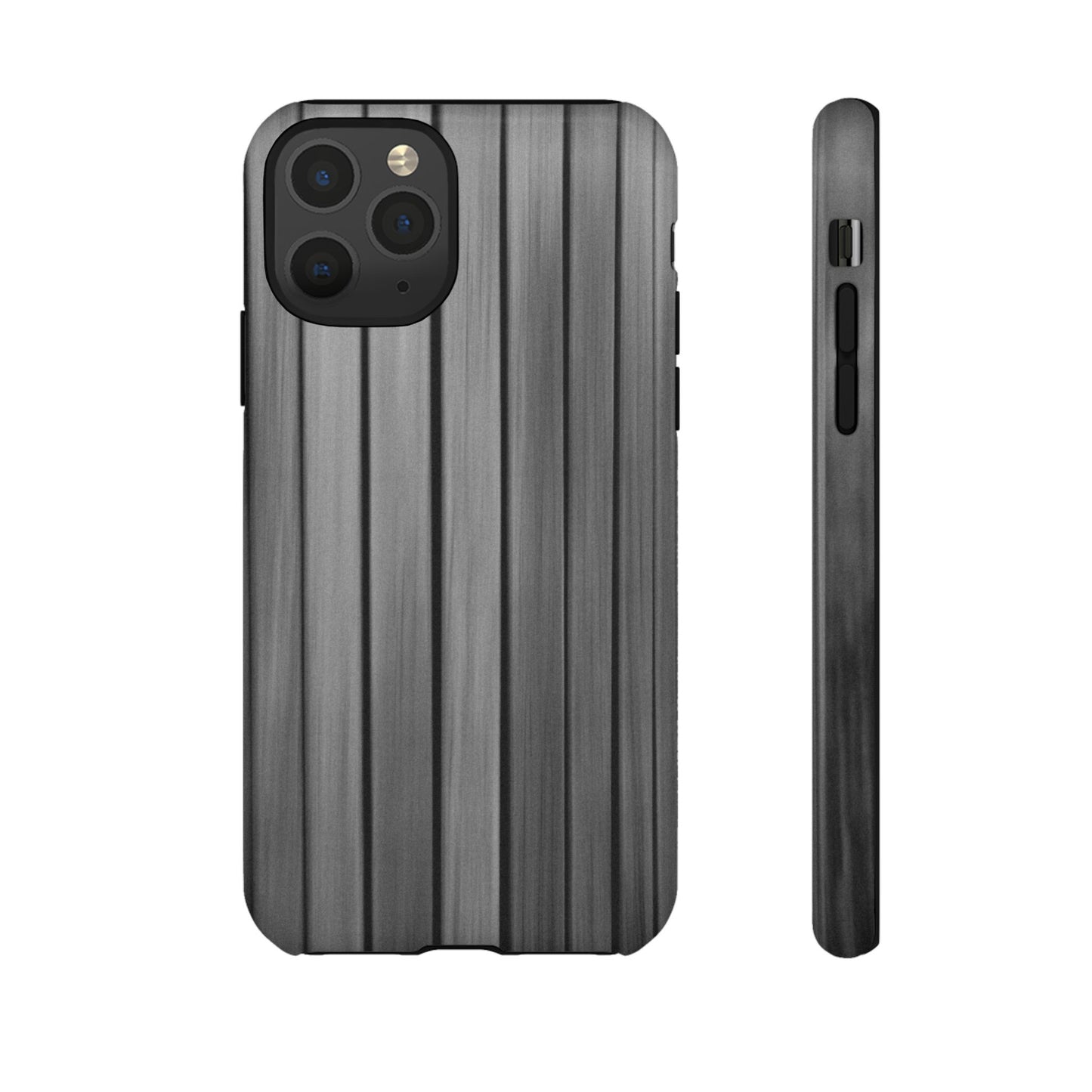Ribbed metal texture iPhone phone case by Printify, tough protective cover with durable metal design for iPhone models.