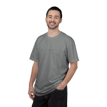 Social Battery 1% T-shirt | Introvert Funny Text Tee
