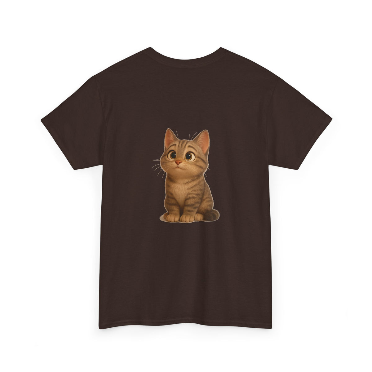 Brown kitten graphic T-shirt for cat lovers, featuring a cute feline design on a comfortable Printify T-shirt.