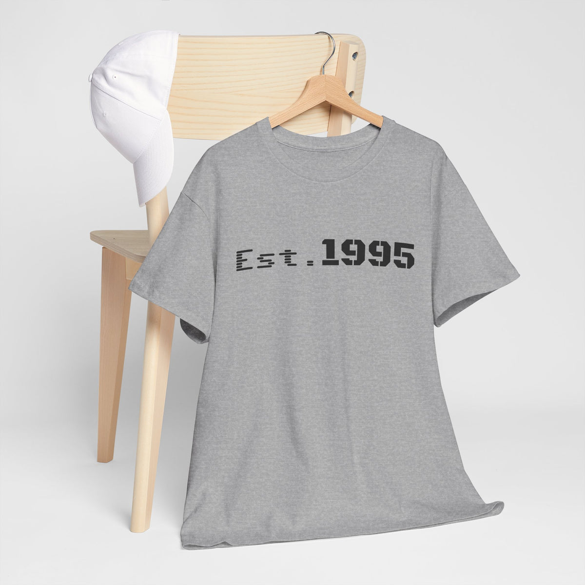 Vintage minimalist Est. 1995 T-shirt by Printify featuring a simple birthday design on a classic cotton tee.