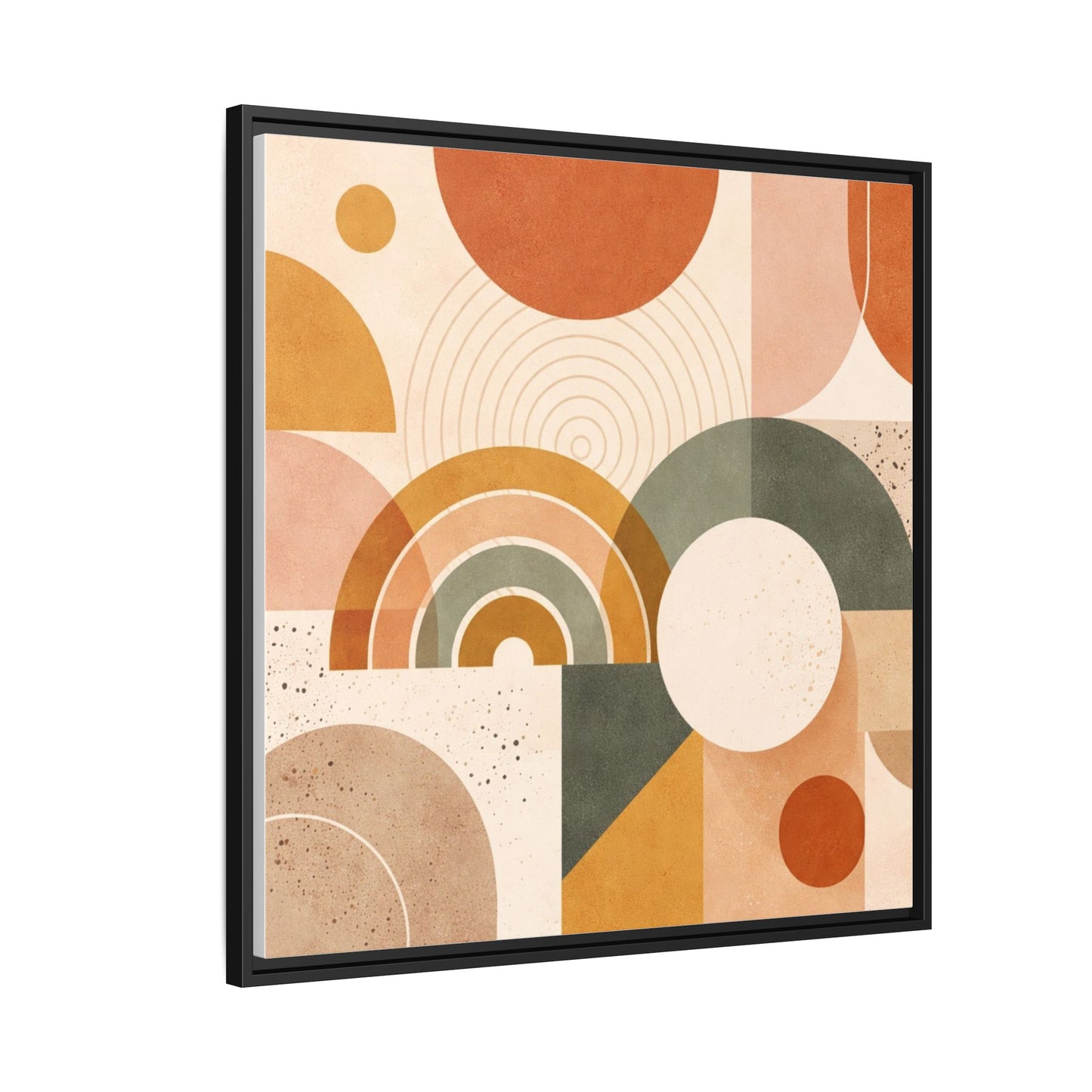 Abstract Terracotta Geometric Rainbow Matte Canvas Framed