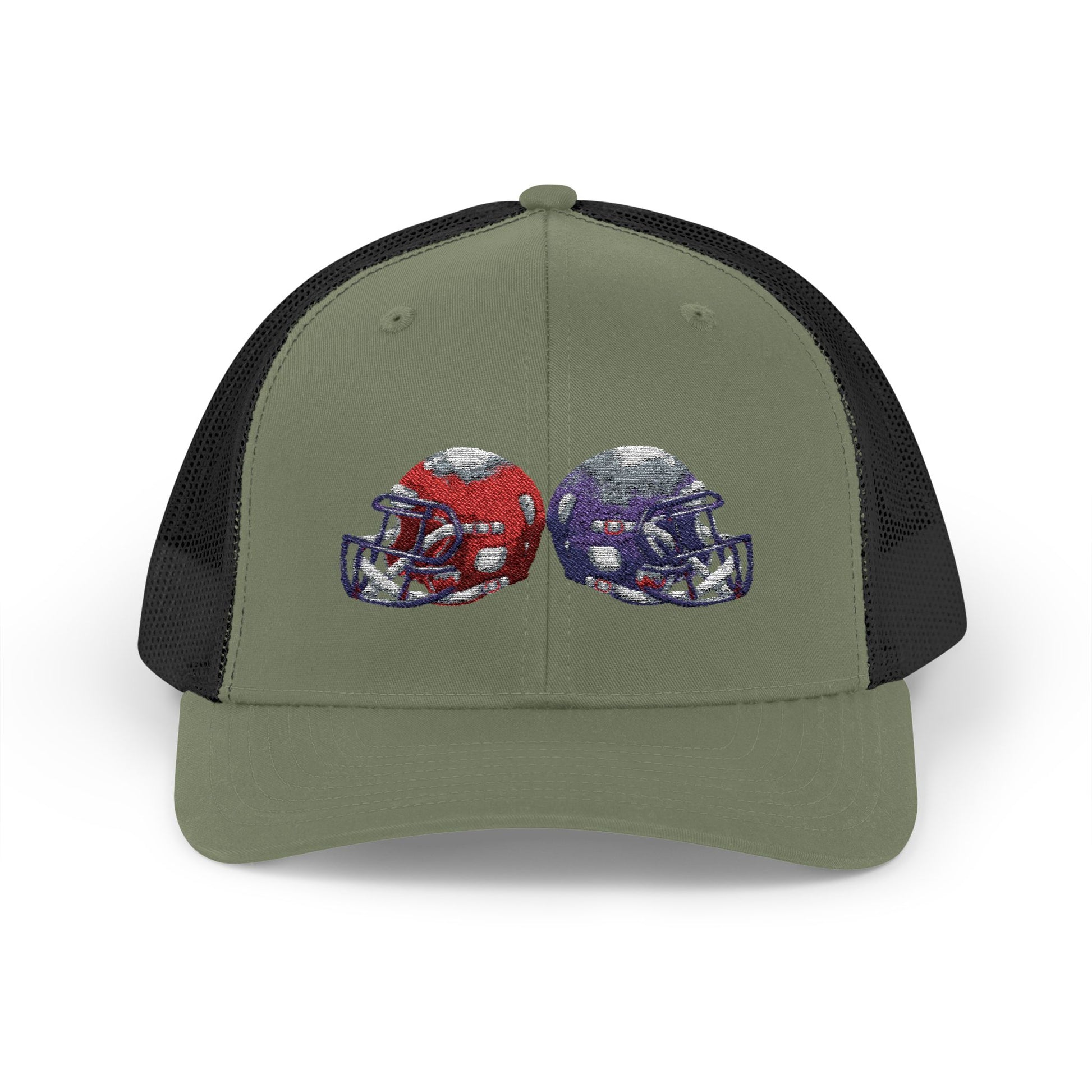 Sporty Snapback Trucker Cap with Football Helmets, Baseball Cap, Outdoor Activity Hat, Gift for Sports Fans, Team Spirit Wear - TRV