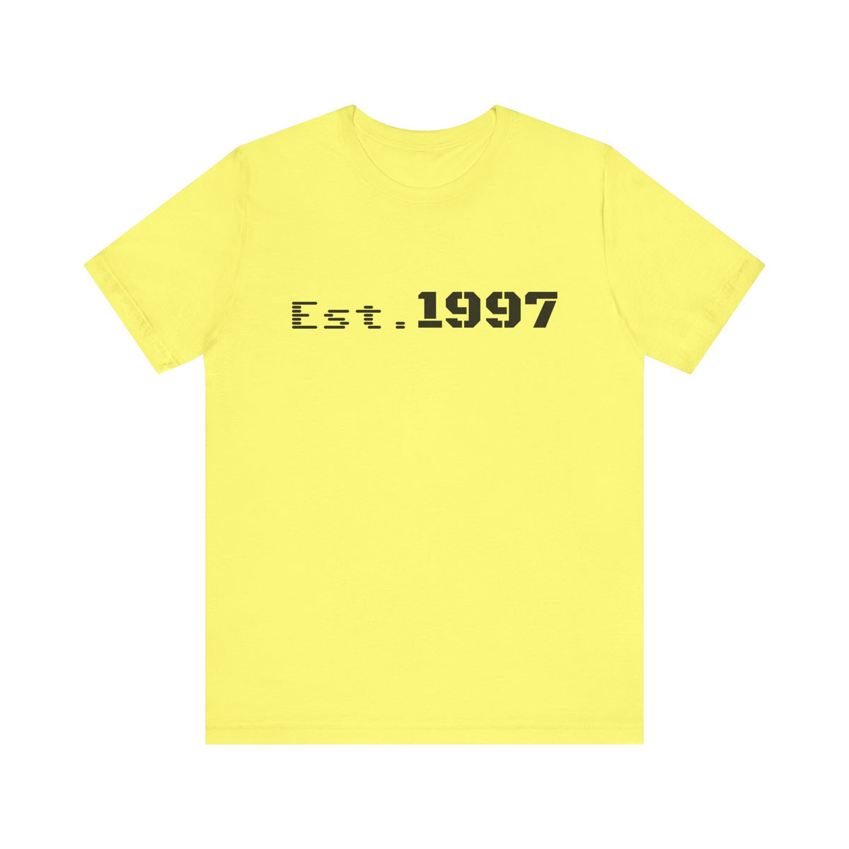 Vintage 1997 Established T-Shirt by Printify featuring bold "Est. 1997" design on classic cotton fabric.