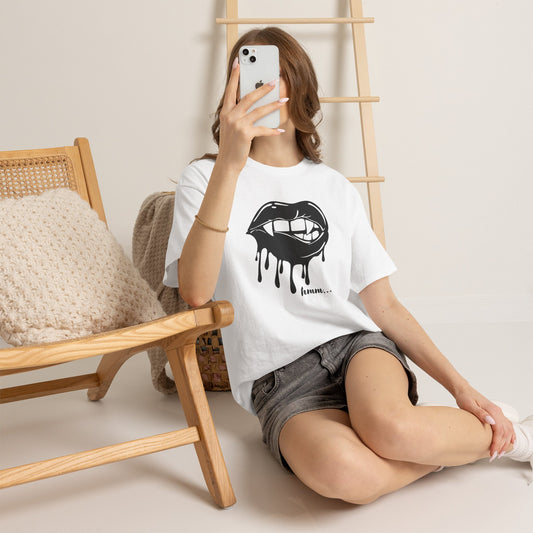 Graphic Tee — Dripping Lips 'hmm...' Bite Design