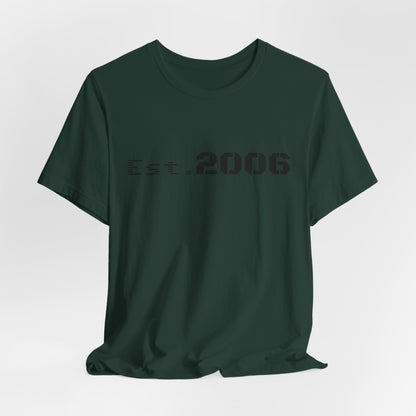 Vintage-style "Established 2006" graphic T-shirt by Printify, featuring bold lettering on a casual birthday gift tee.