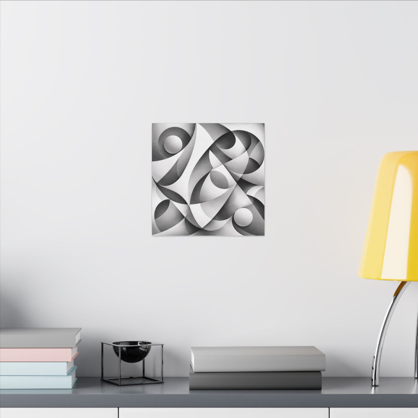 Monochrome Abstract Geometric Art Matte Canvas