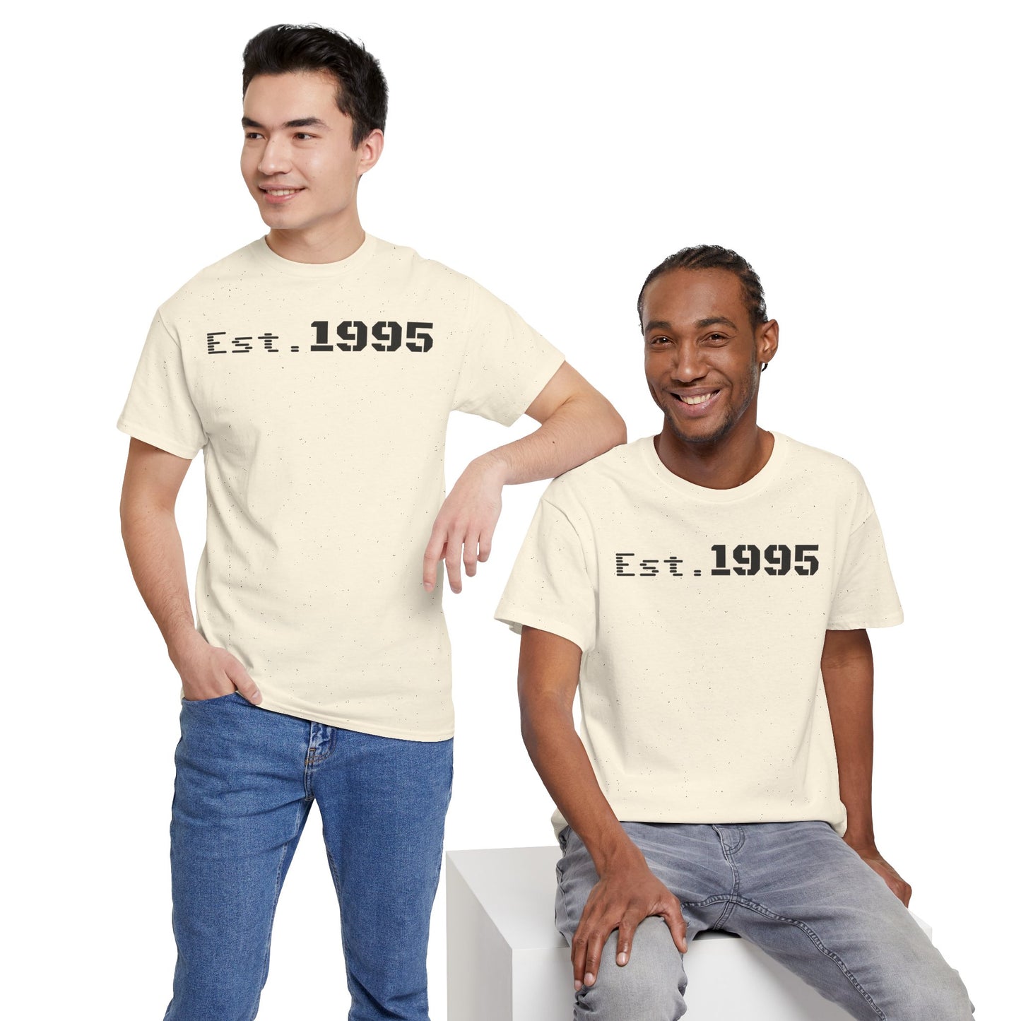Unisex Heavy Cotton Tee - Est. 1995, Vintage Birthday Gift, Customizable Tee, Retro Unisex Shirt, Casual Everyday Wear