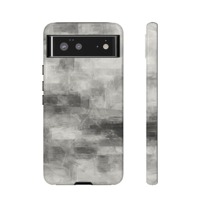 Abstract gray grid phone case for iPhone, tough protective cover by Printify with modern geometric design.