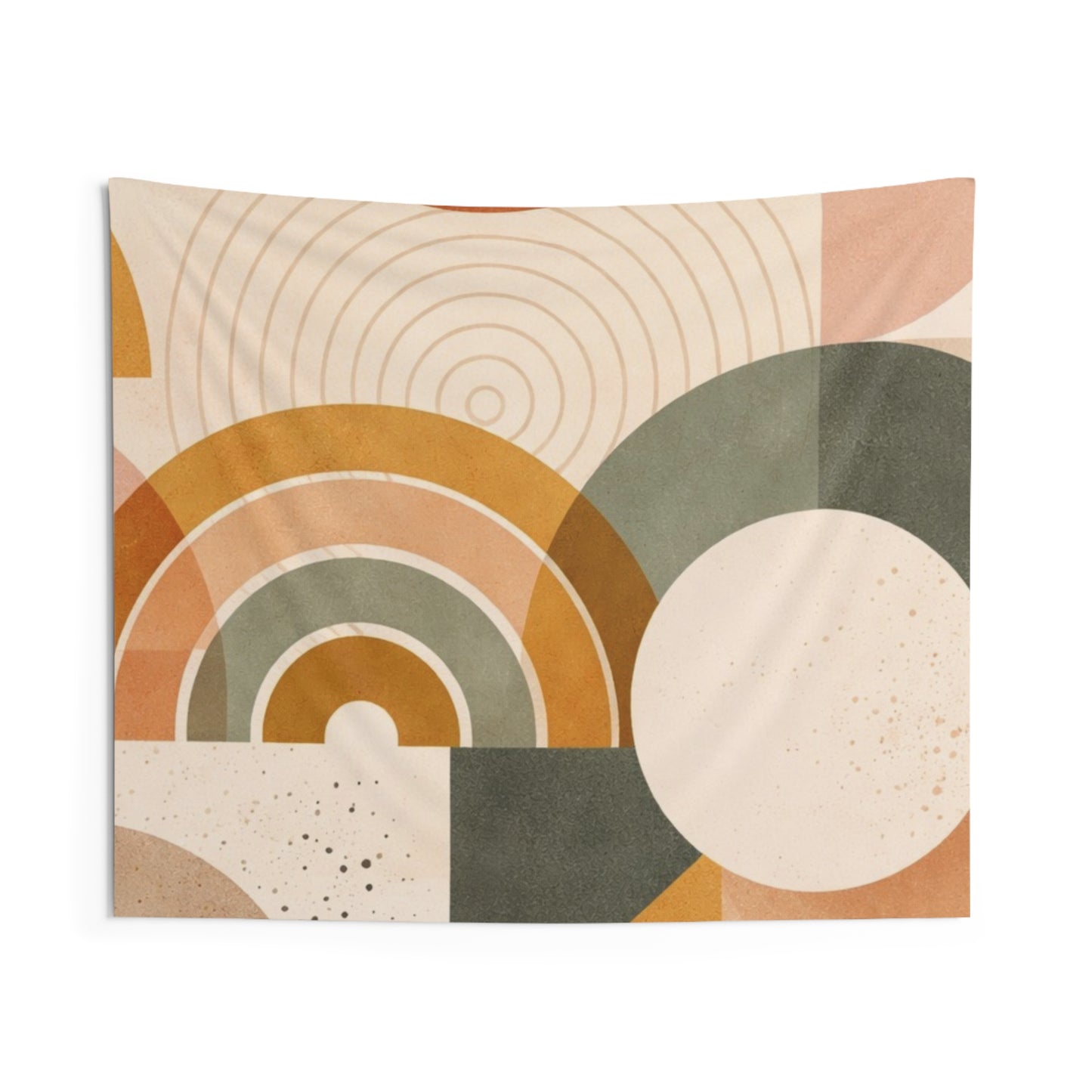 Abstract Boho Geometric Wall Tapestry — Midcentury Rainbow Arches