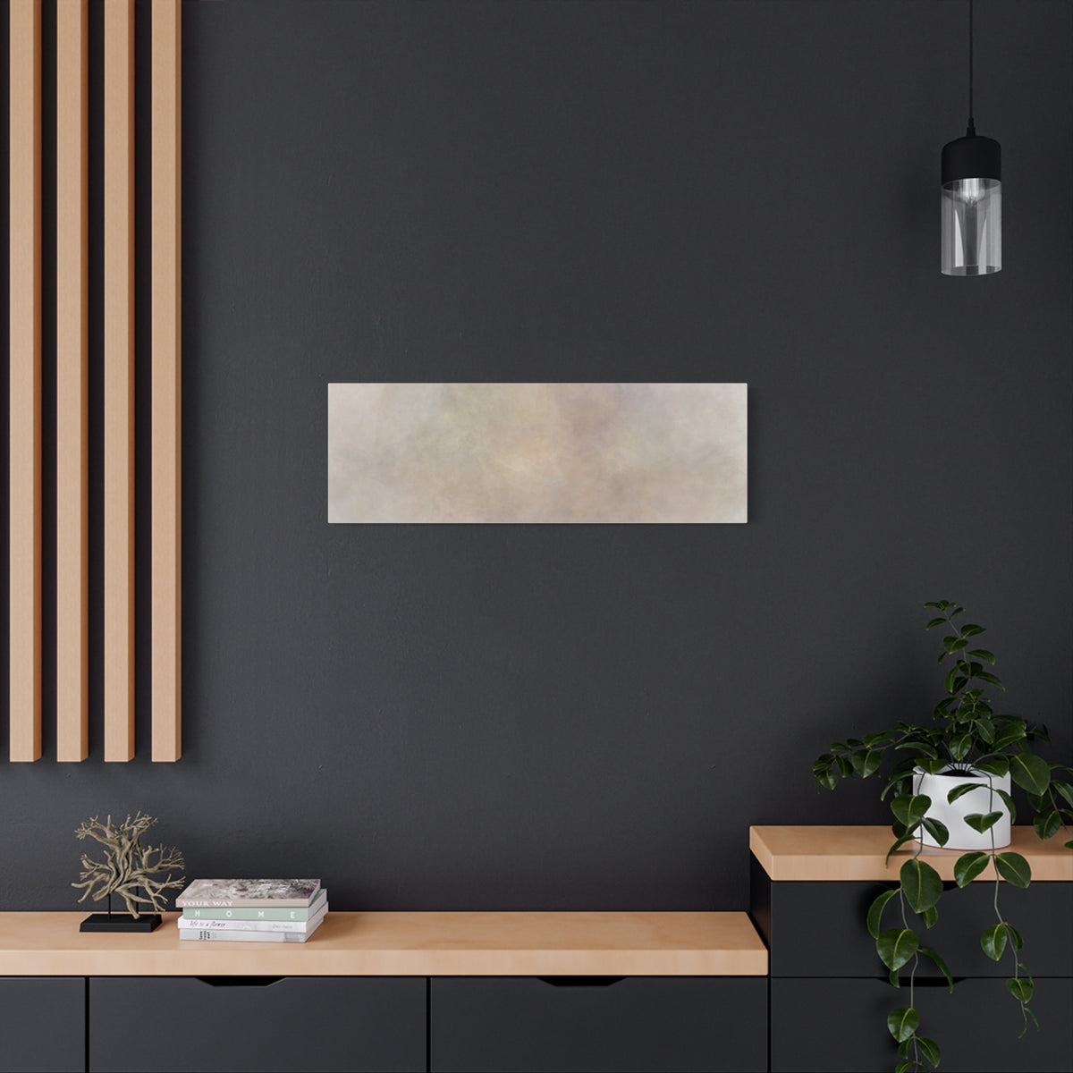 Soft neutral abstract fog canvas by Printify featuring a calming, artistic design with muted tones on high-quality canvas.