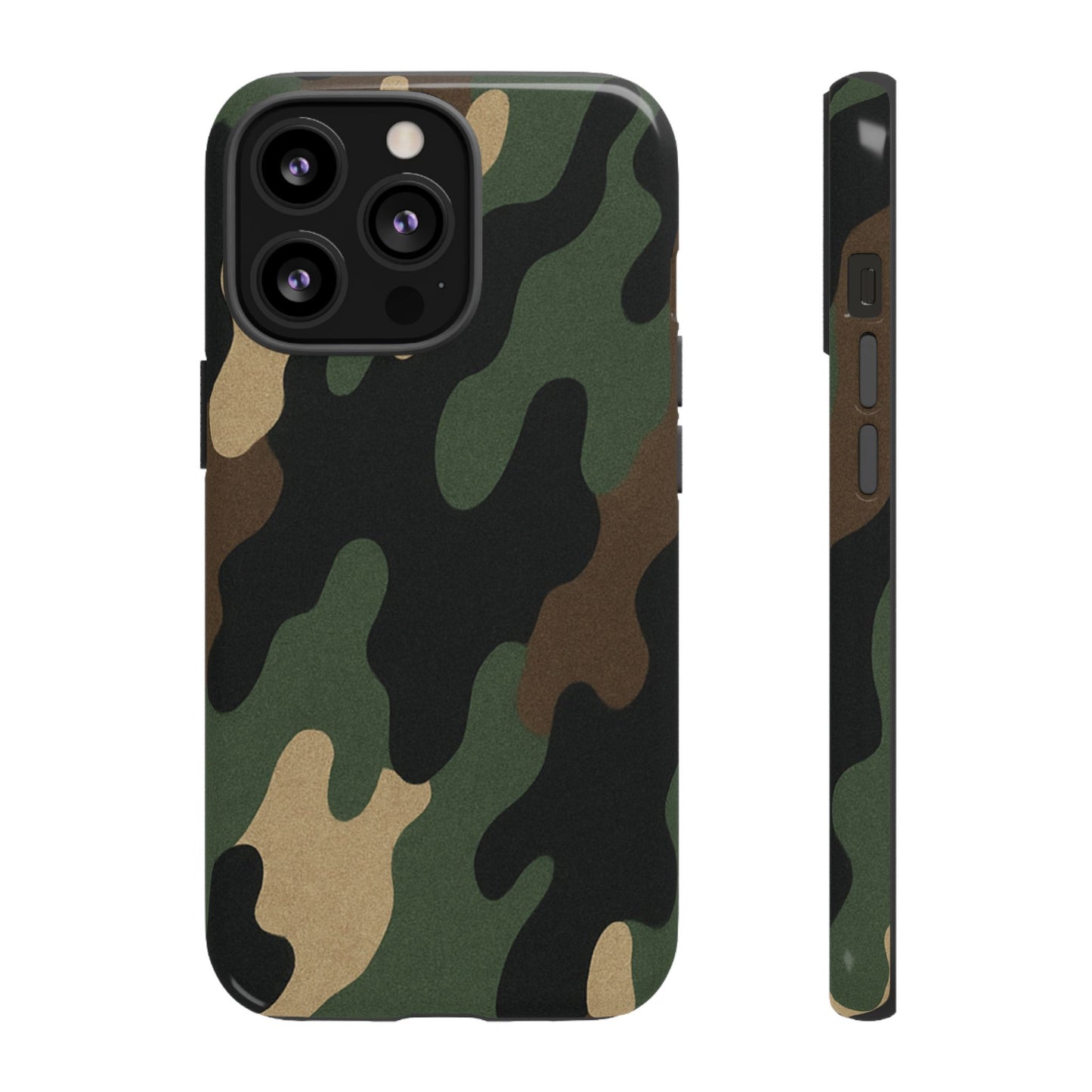 Military green camo tough phone case from Printify, rugged protective cover for smartphones with military-inspired design.