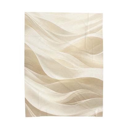 Neutral Abstract Waves Velveteen Plush Blanket | Beige Swirl Pattern
