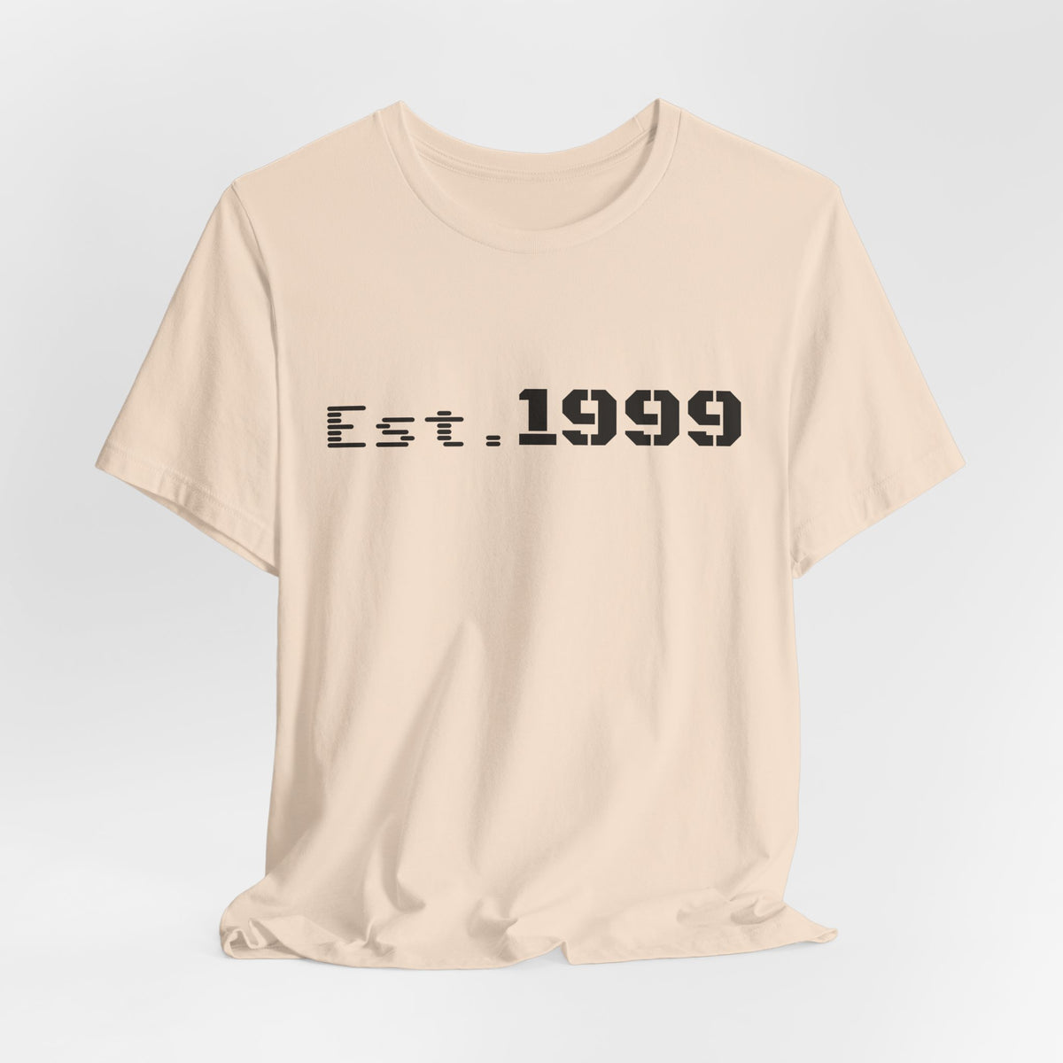 Vintage minimalist Est. 1999 T-shirt by Printify featuring a clean design with the birth year displayed on a casual cotton tee.
