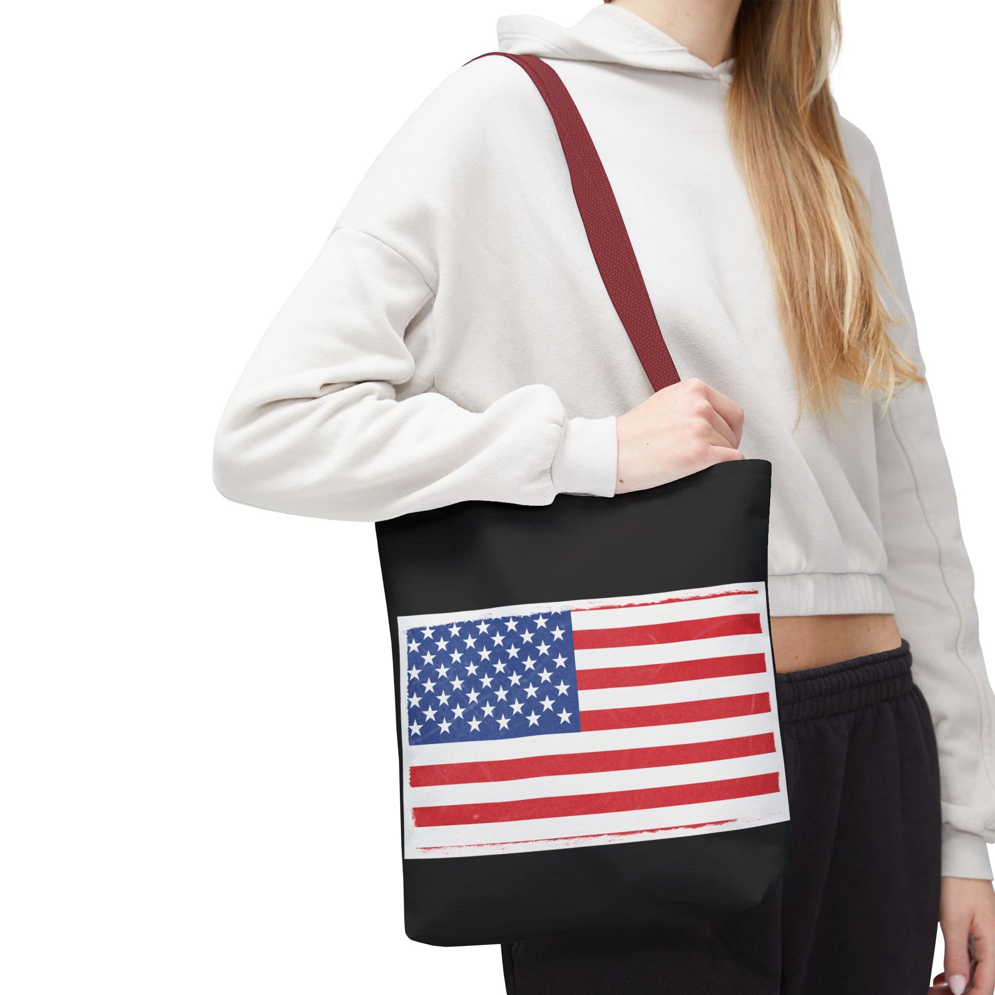 Patriotic Tote Bag, American Flag Carryall, Beach Bag, Reusable Shopping Tote, Independence Day Gift - TRV