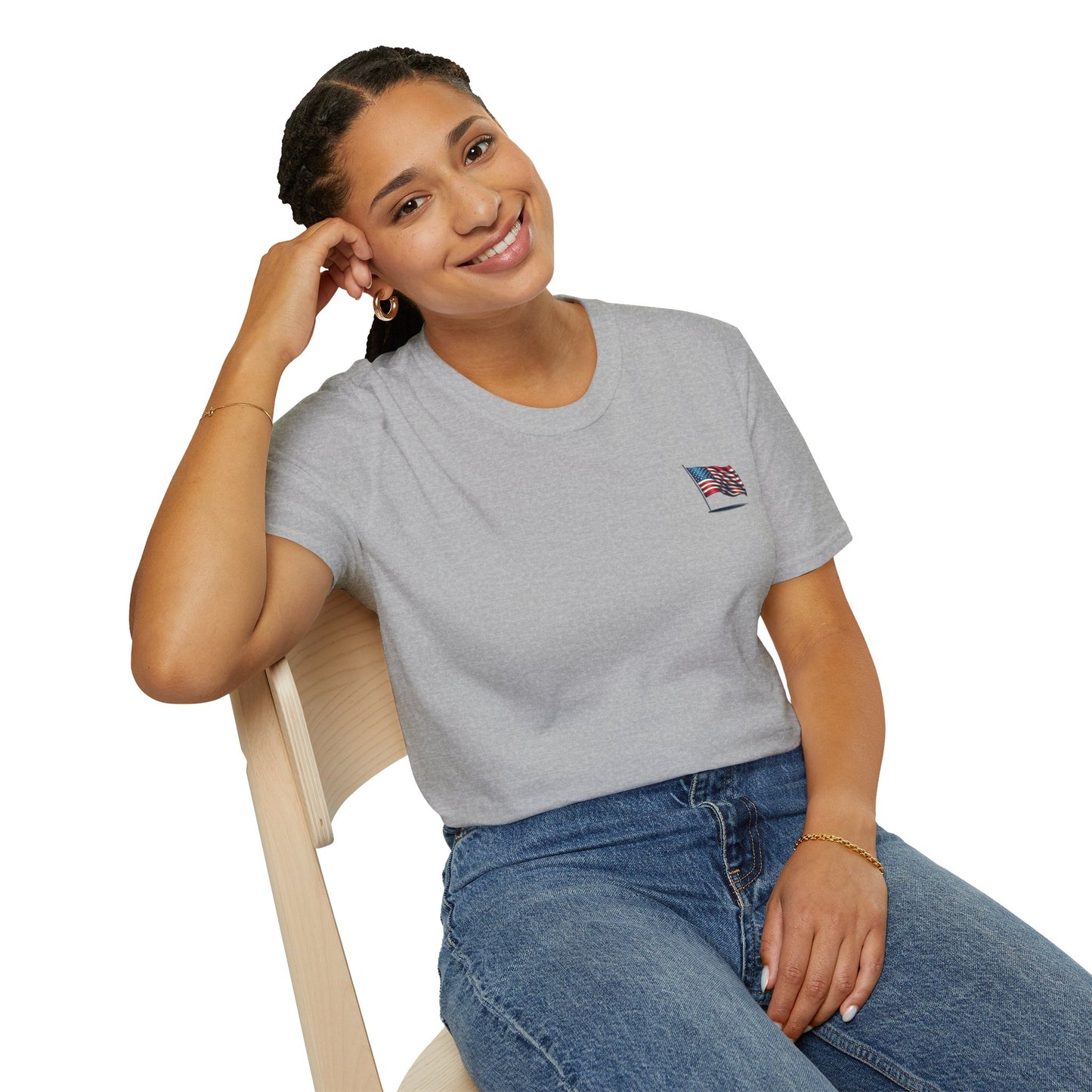 Patriotic Unisex Softstyle T-Shirt, American Flag Tee, USA Pride Shirt, Perfect for Independence Day, Casual Wear - TRV